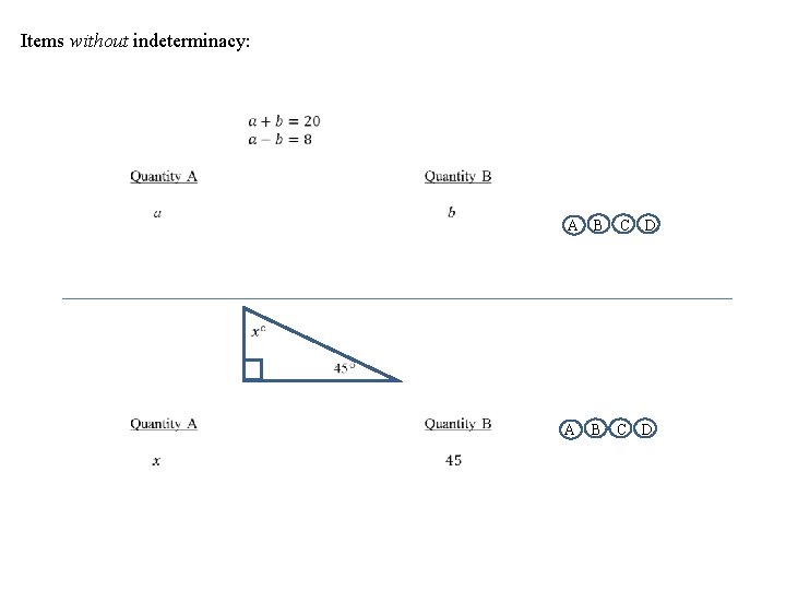 Items without indeterminacy: A B C D 