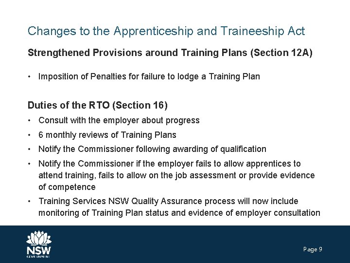 Changes to the Apprenticeship and Traineeship Act Strengthened Provisions around Training Plans (Section 12