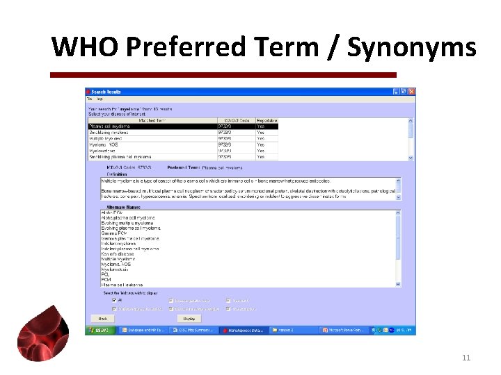WHO Preferred Term / Synonyms 11 