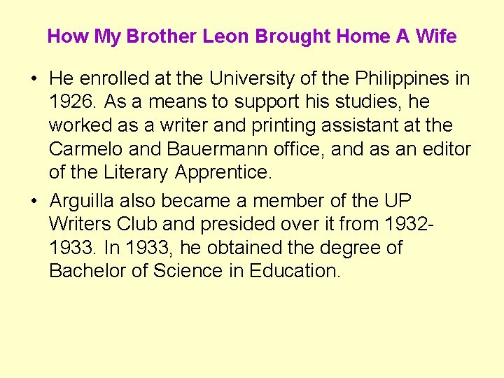 How My Brother Leon Brought Home A Wife • He enrolled at the University