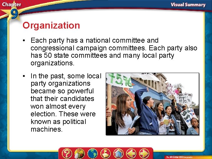 Organization • Each party has a national committee and congressional campaign committees. Each party