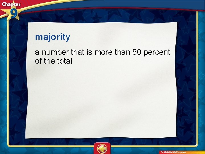 majority a number that is more than 50 percent of the total 