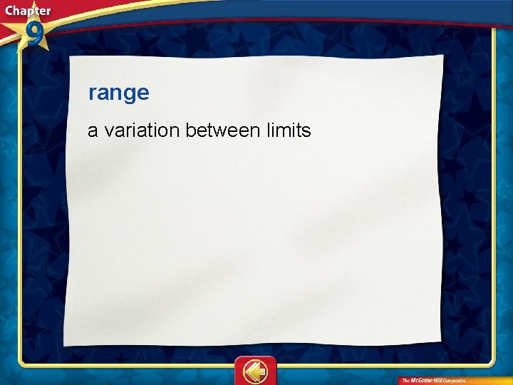 range a variation between limits 