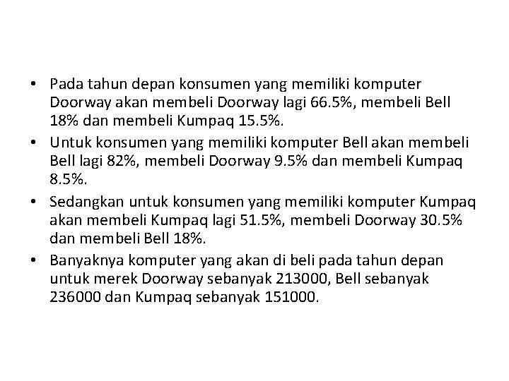  • Pada tahun depan konsumen yang memiliki komputer Doorway akan membeli Doorway lagi