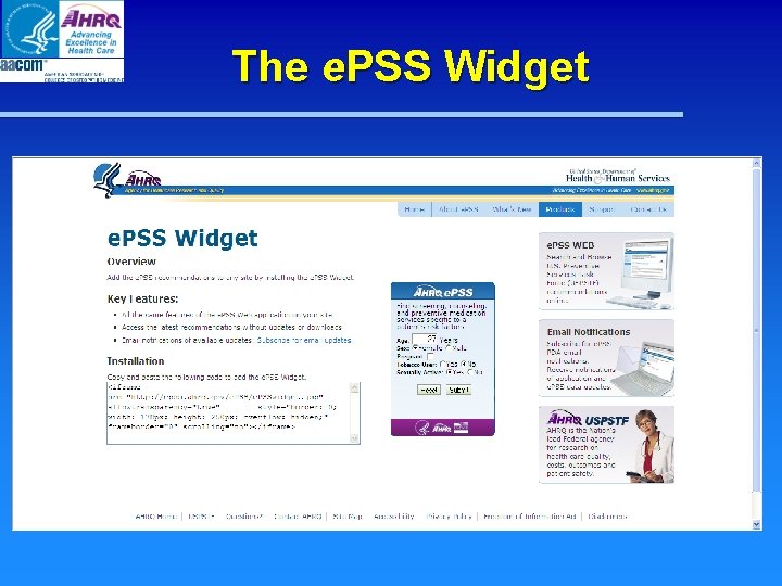 The e. PSS Widget The e. PSS Widget
