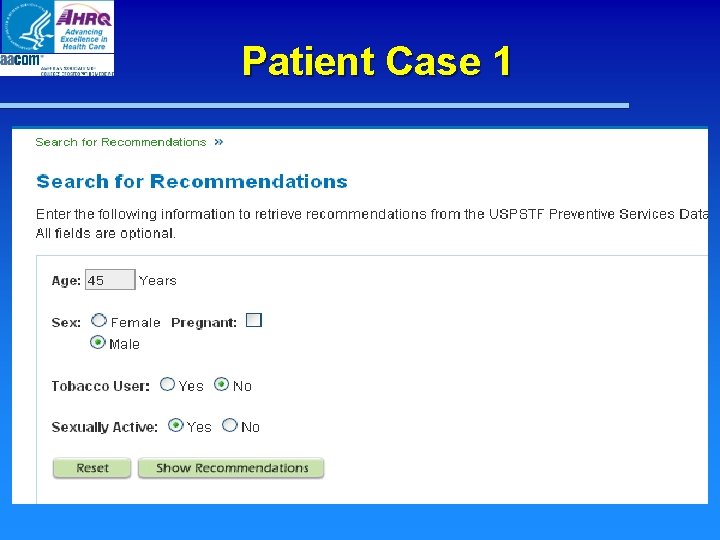 Patient Case 1 Patient Case 1