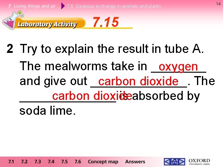 7. 5 Gaseous exchange in animals and plants 7. 15 2 Try to explain