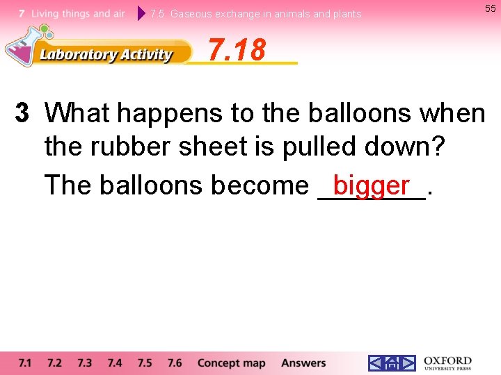 7. 5 Gaseous exchange in animals and plants 55 7. 18 3 What happens