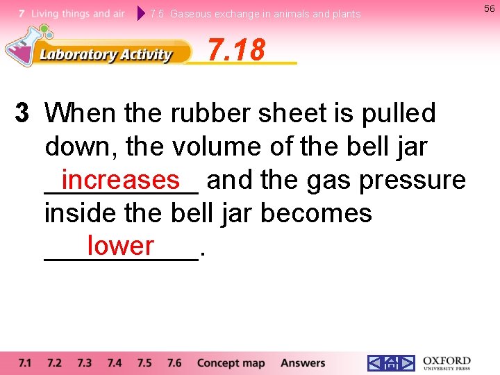 7. 5 Gaseous exchange in animals and plants 7. 18 3 When the rubber