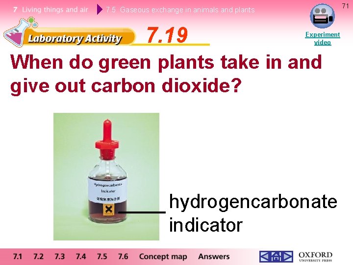 71 7. 5 Gaseous exchange in animals and plants 7. 19 Experiment video When