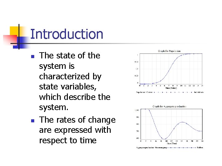 Introduction n n The state of the system is characterized by state variables, which