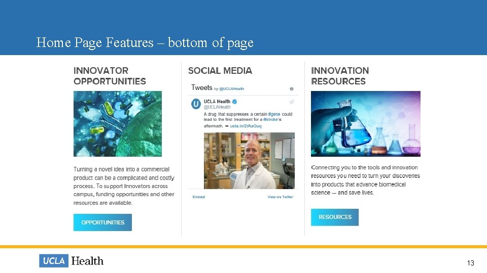 Home Page Features – bottom of page 13 Home Page Features – bottom of page 13