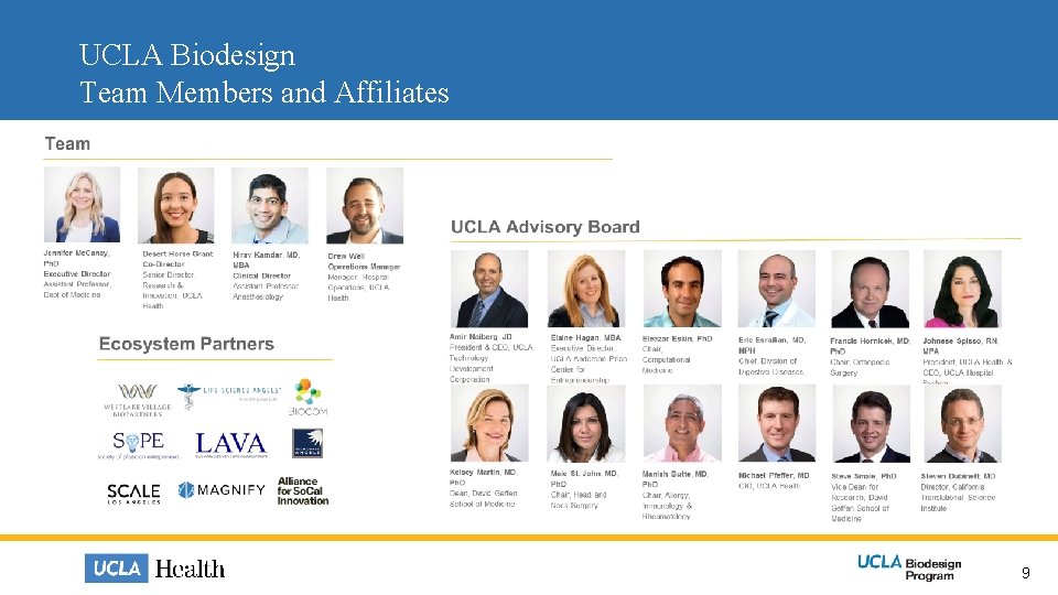 UCLA Biodesign Team Members and Affiliates 9 UCLA Biodesign Team Members and Affiliates 9