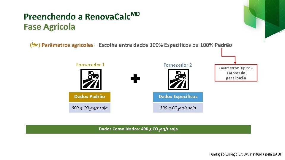 Preenchendo a Renova. Calc. MD Fase Agrícola ( ) Parâmetros agrícolas – Escolha entre