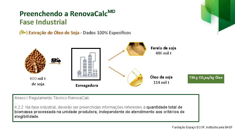 Preenchendo a Renova. Calc. MD Fase Industrial ( ) Extração do Óleo de Soja