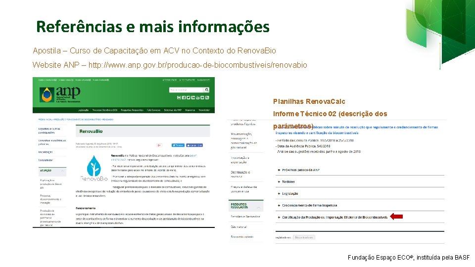 Referências e mais informações Apostila – Curso de Capacitação em ACV no Contexto do