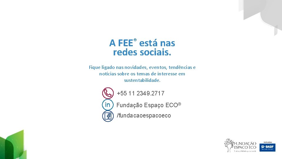 A FEE® está nas redes sociais. Fique ligado nas novidades, eventos, tendências e notícias