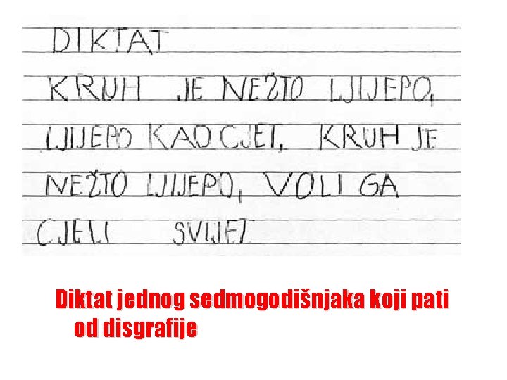 Diktat jednog sedmogodišnjaka koji pati od disgrafije Diktat jednog sedmogodišnjaka koji pati od disgrafije