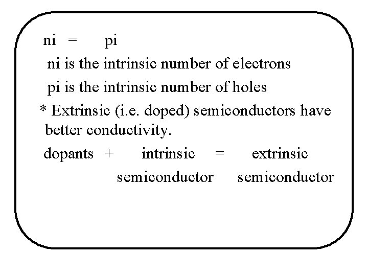 ni = pi ni is the intrinsic number of electrons pi is the intrinsic ni = pi ni is the intrinsic number of electrons pi is the intrinsic