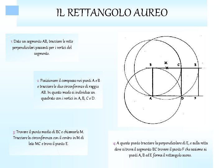 IL RETTANGOLO AUREO 1: Dato un segmento AB, tracciare le rette perpendicolari passanti per