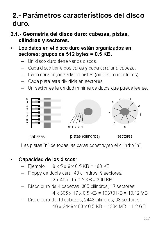 2. - Parámetros característicos del disco duro. 2. 1. - Geometría del disco duro: