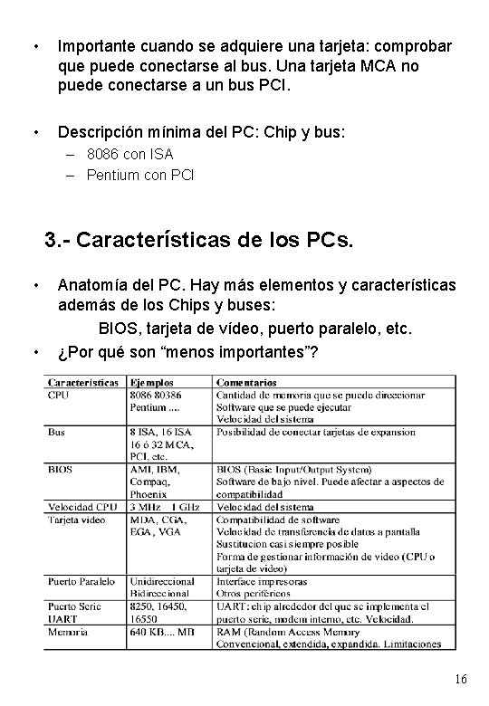  • Importante cuando se adquiere una tarjeta: comprobar que puede conectarse al bus.