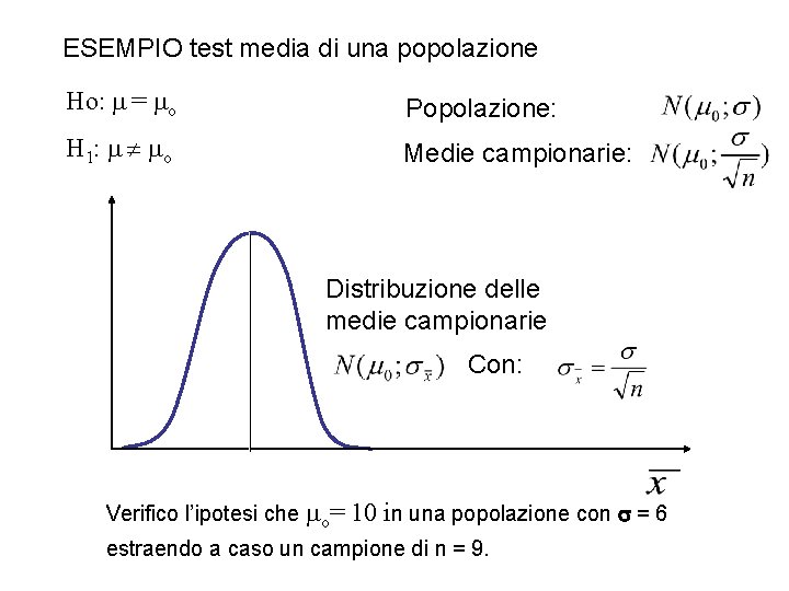 ESEMPIO test media di una popolazione Ho: = o Popolazione: H 1: o Medie ESEMPIO test media di una popolazione Ho: = o Popolazione: H 1: o Medie