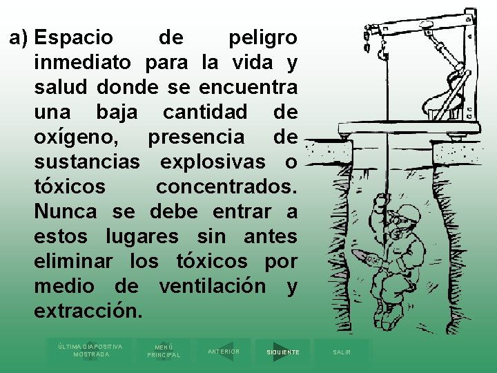 a) Espacio de peligro inmediato para la vida y salud donde se encuentra una