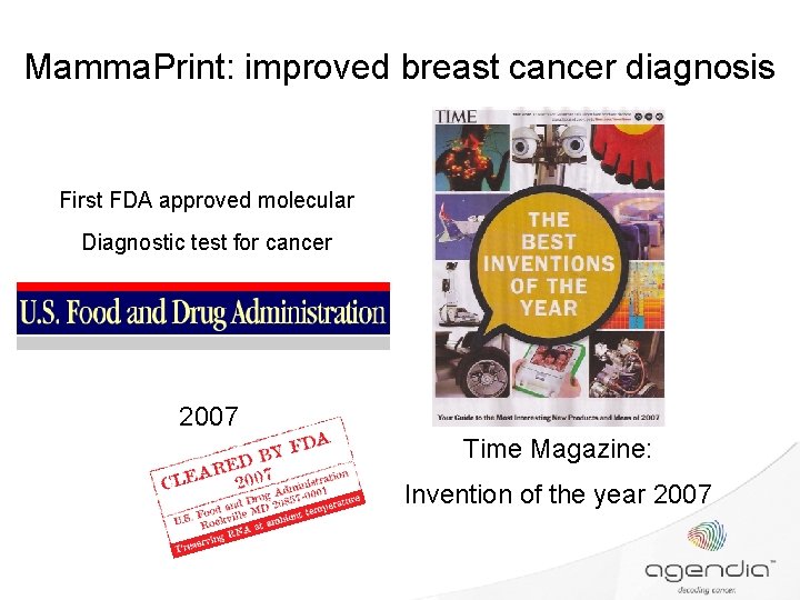 Mamma. Print: improved breast cancer diagnosis First FDA approved molecular Diagnostic test for cancer