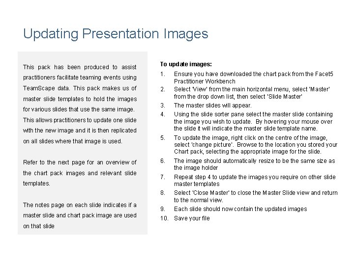 Updating Presentation Images This pack has been produced to assist practitioners facilitate teaming events