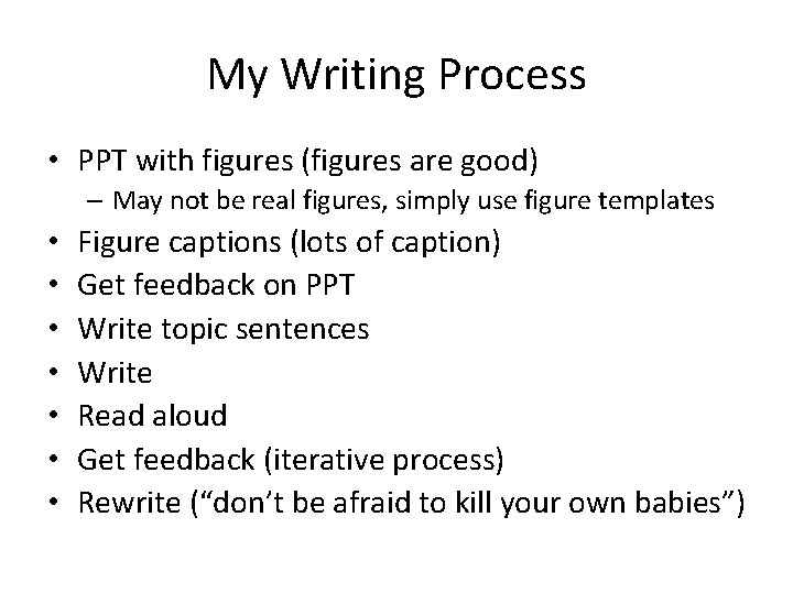 My Writing Process • PPT with figures (figures are good) – May not be My Writing Process • PPT with figures (figures are good) – May not be