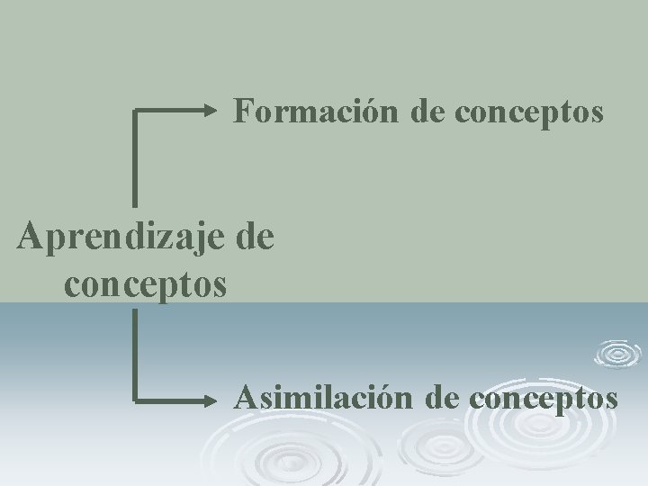 Formación de conceptos Aprendizaje de conceptos Asimilación de conceptos 