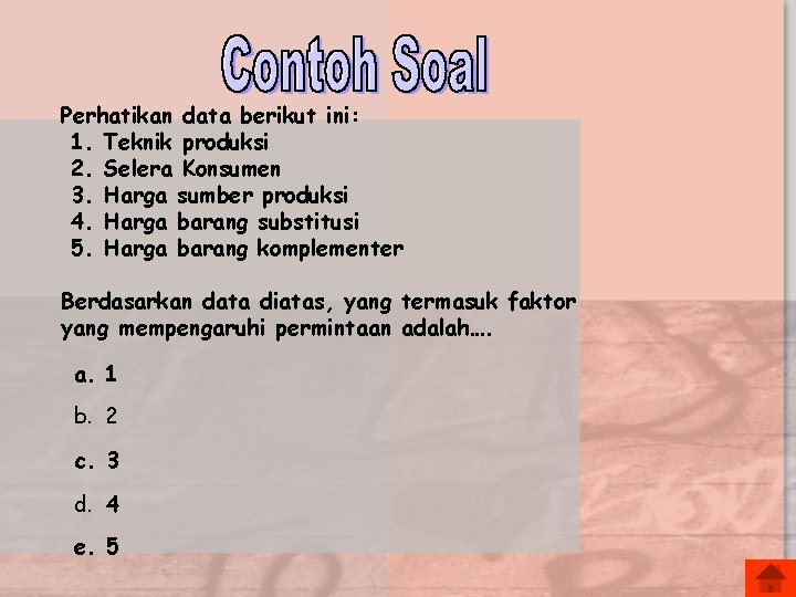 Perhatikan data berikut ini: 1. Teknik produksi 2. Selera Konsumen 3. Harga sumber produksi