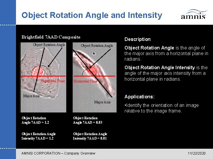 Object Rotation Angle and Intensity Brightfield 7 AAD Composite Object Rotation Angle Horizontal Plane