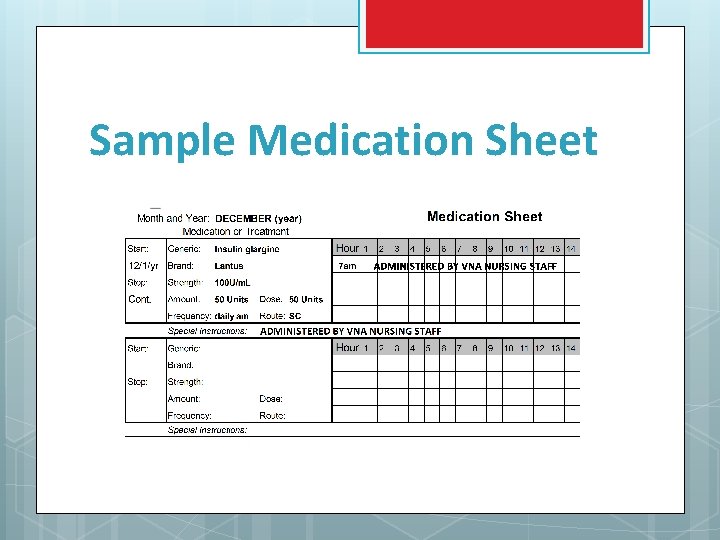 Sample Medication Sheet 