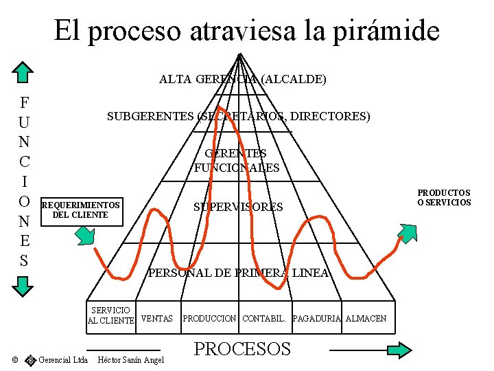 El proceso atraviesa la pirámide ALTA GERENCIA (ALCALDE) F U N C I O