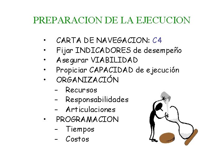 PREPARACION DE LA EJECUCION • • • CARTA DE NAVEGACION: C 4 Fijar INDICADORES
