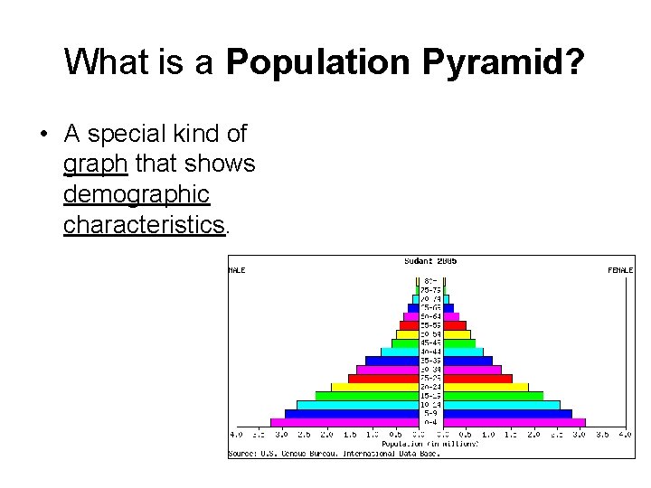 What is a Population Pyramid? • A special kind of graph that shows demographic