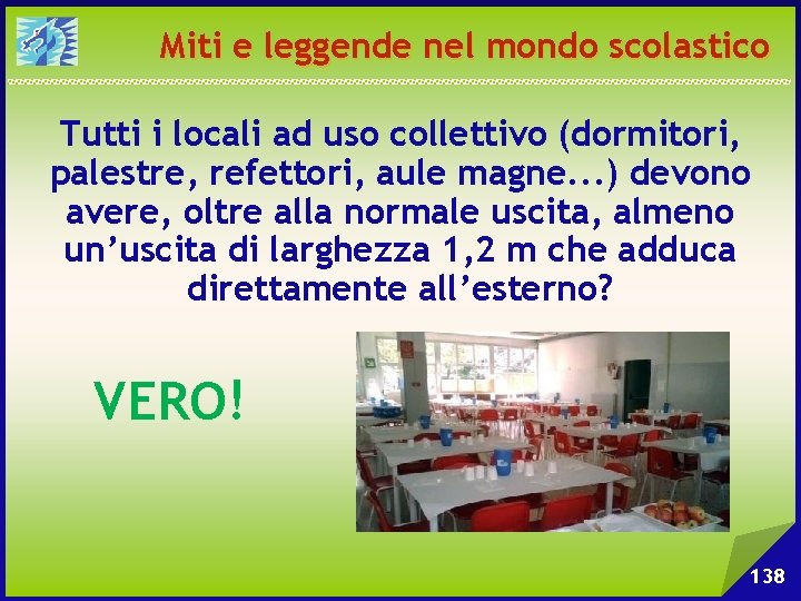 Miti e leggende nel mondo scolastico Tutti i locali ad uso collettivo (dormitori, palestre,