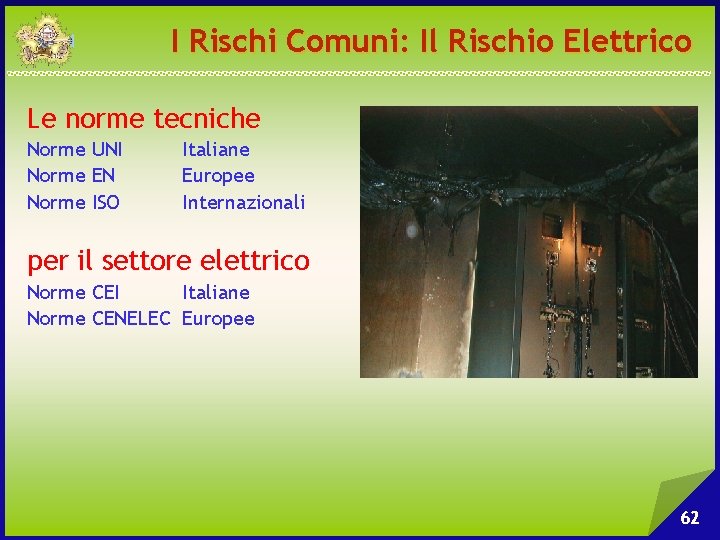 I Rischi Comuni: Il Rischio Elettrico Le norme tecniche Norme UNI Norme EN Norme