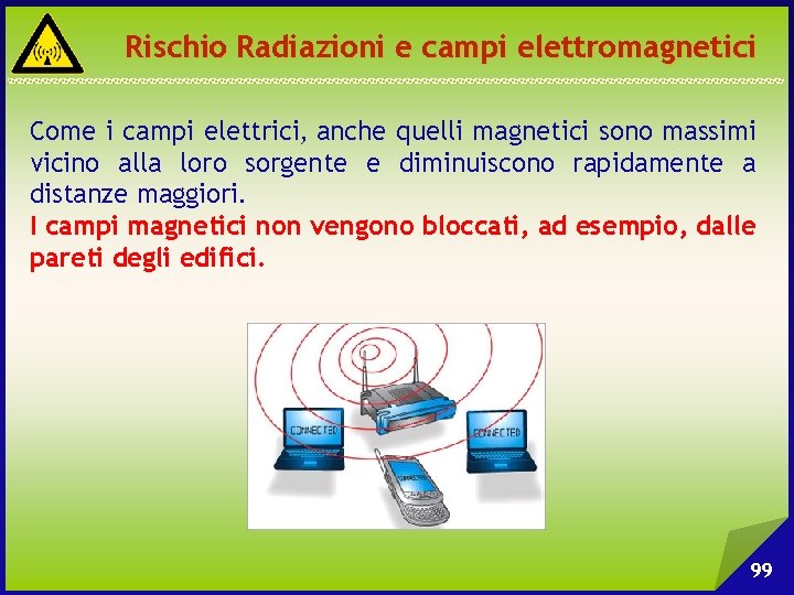 Rischio Radiazioni e campi elettromagnetici Come i campi elettrici, anche quelli magnetici sono massimi