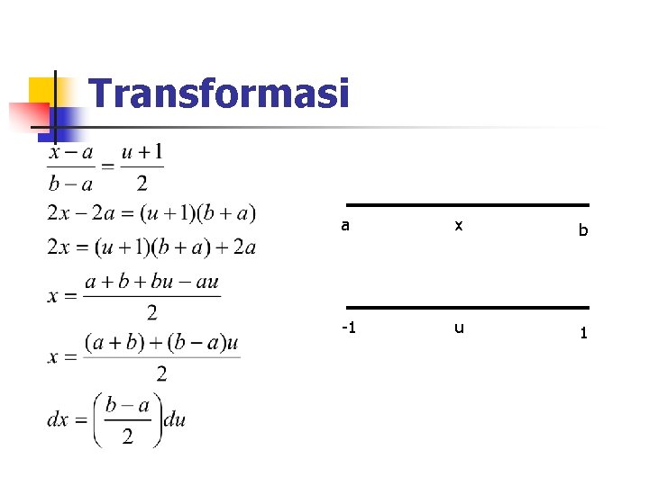 Transformasi a x b -1 u 1 