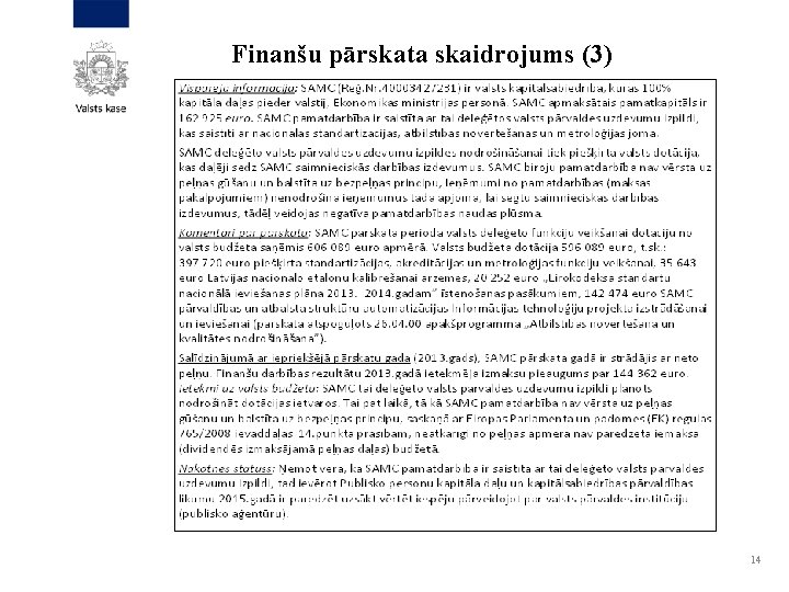 Finanšu pārskata skaidrojums (3) 14 