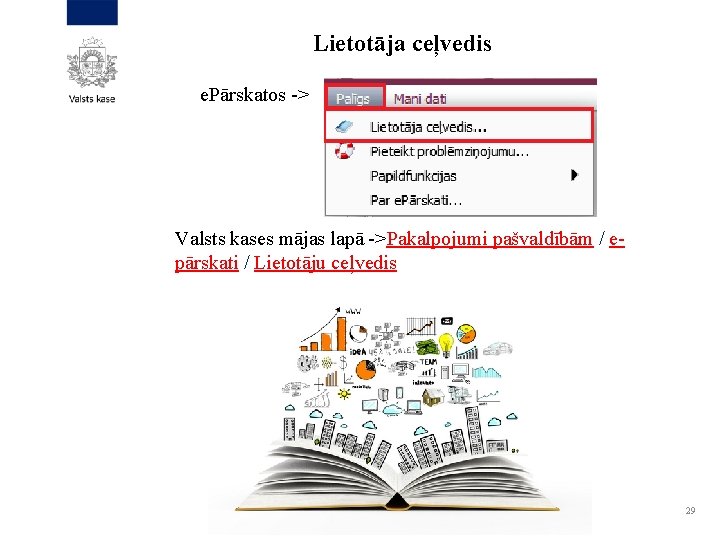 Lietotāja ceļvedis e. Pārskatos -> Valsts kases mājas lapā ->Pakalpojumi pašvaldībām / epārskati /