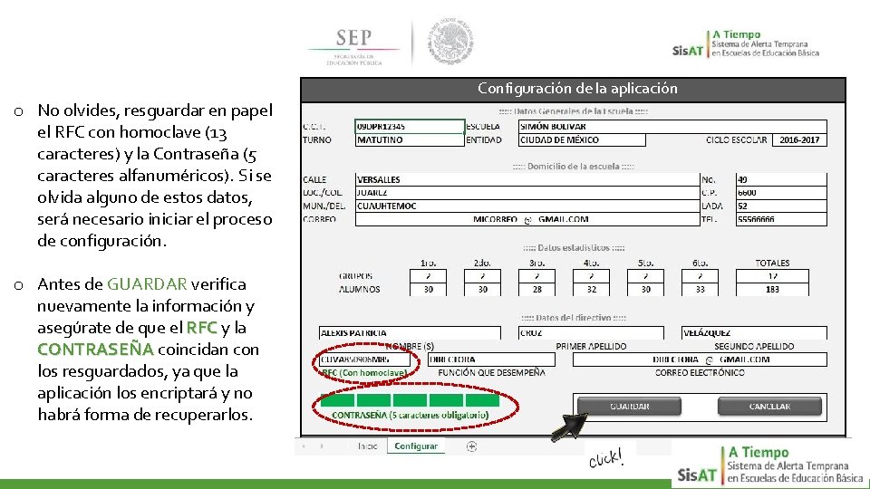 Configuración de la aplicación o No olvides, resguardar en papel el RFC con homoclave