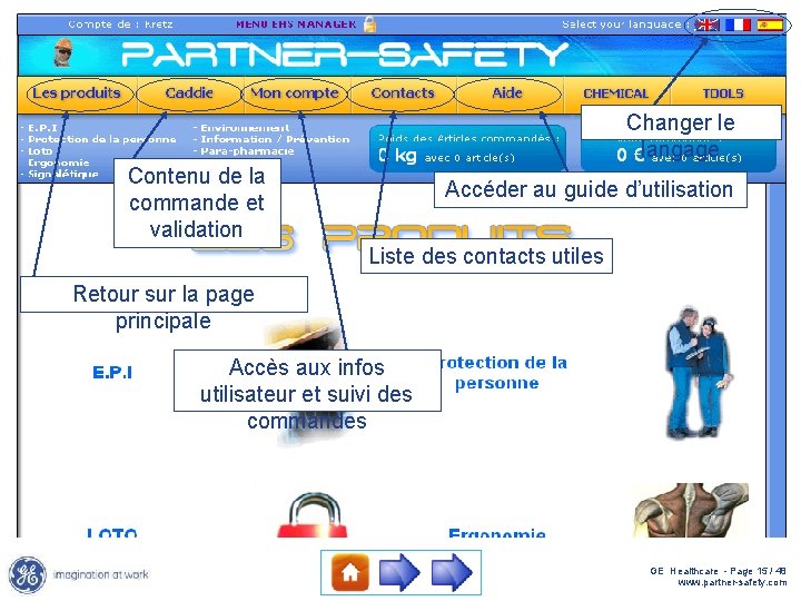 Changer le langage Contenu de la commande et validation Accéder au guide d’utilisation Liste