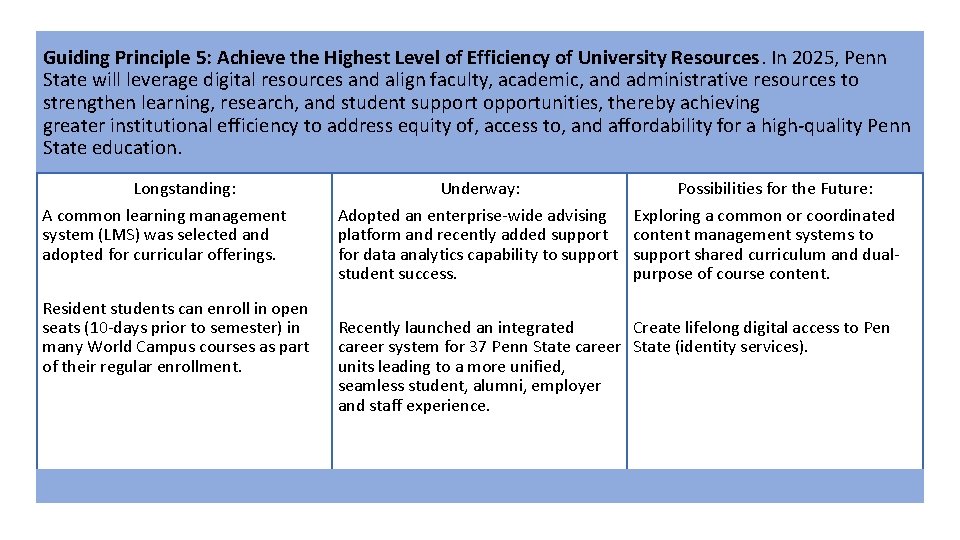 Guiding Principle 5: Achieve the Highest Level of Efficiency of University Resources. In 2025,