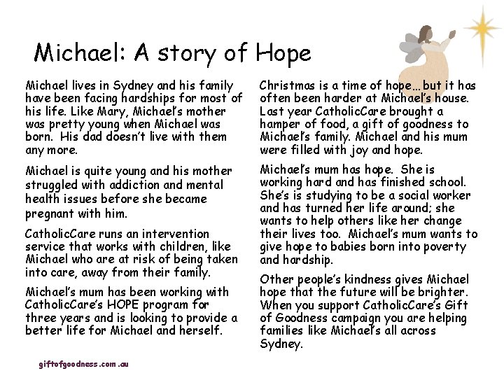 Michael: A story of Hope Michael lives in Sydney and his family have been