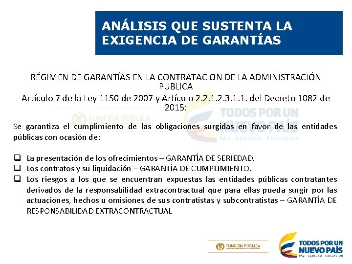 ANÁLISIS QUE SUSTENTA LA EXIGENCIA DE GARANTÍAS RÉGIMEN DE GARANTÍAS EN LA CONTRATACION DE