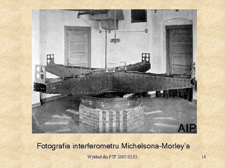 Fotografia interferometru Michelsona-Morley’a Wykład dla PTF 2005. 03 14 